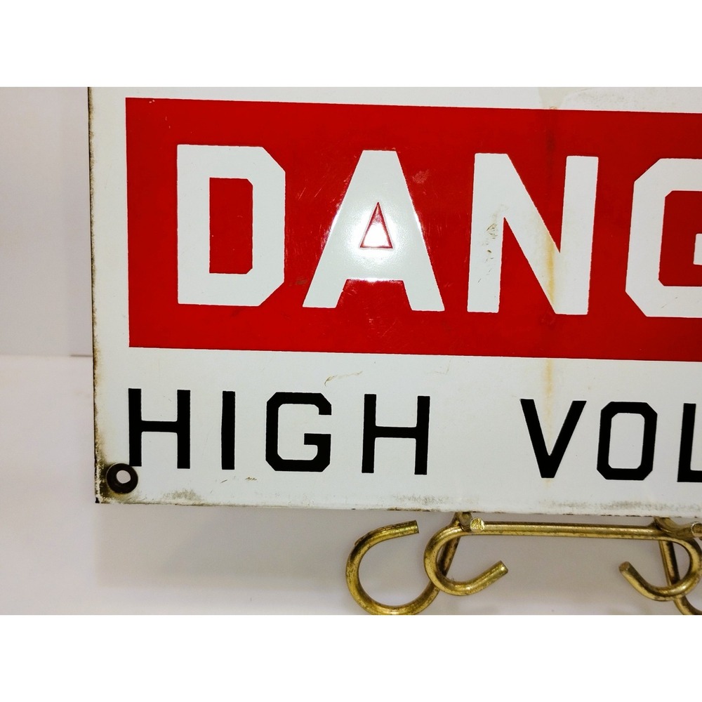 Vintage Danger Porcelain Sign Circa 1920s-1960s Red, Black and White 13" x 7.5" - Picture 5 of 12